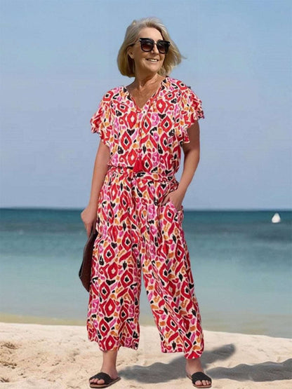 Printed V-neck Jumpsuit: Unleash Your Style!