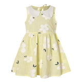 Toddler girl wearing a YELLOW floral dress from Eternal Gleams, sizes 1T to 9T.