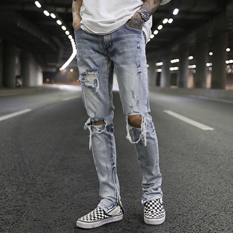 Men's Zipper Jeans | Stylish High-Waisted Jeans with Trendy Zipper Details from Eternal Gleams