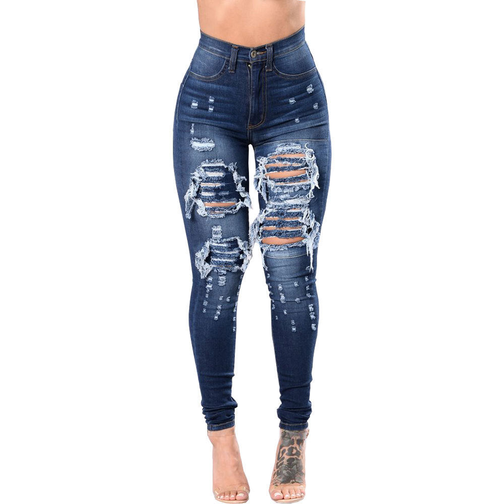 Women's Ripped Denim Washed Denim Pants from Eternal Gleams