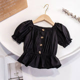 Korean Style One-Shoulder Puff Sleeve Girls' Top from Eternal Gleams