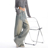 Retro Denim American Style Loose Slimming Mop Wide Leg Pants from Eternal Gleams