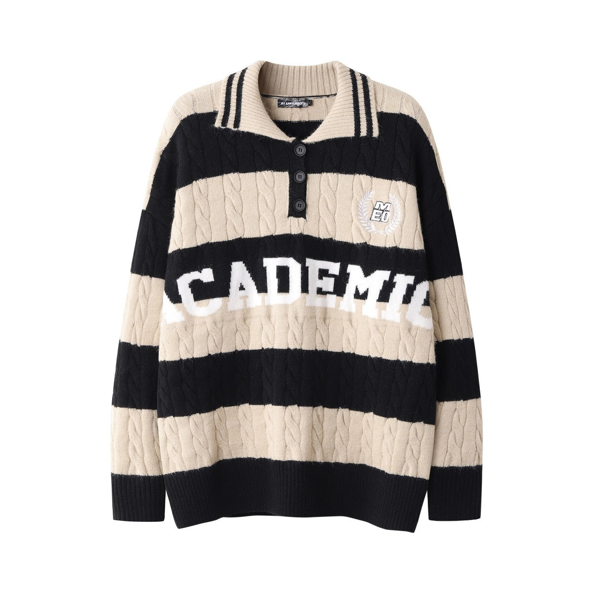 Street Chic: Contrast Striped Embroidered Sweater from Eternal Gleams