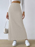 Spring Long Skirt High Waist Side Slit Slim Fit Knitted Women's Dress from Eternal Gleams