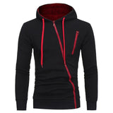 Diagonal Zipper Design Sweater Solid Color Hooded Sweater Men Clothes from Eternal Gleams