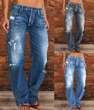 Loose Wide Leg Denim Retro Washed Ripped Trousers from Eternal Gleams