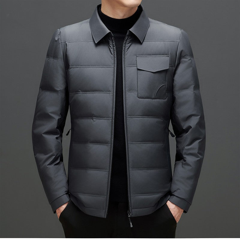 Executive Elegance: Men's Vinylon Business Down Jacket from Eternal Gleams