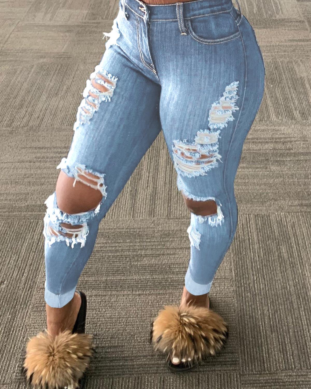 Explosion style ripped denim trousers from Eternal Gleams