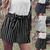 SweatyRocks Black High Waist Bow Decor Striped Paperbag Shorts Women Streetwear Wide Leg Casual Shorts Womens Summer Shorts from Eternal Gleams