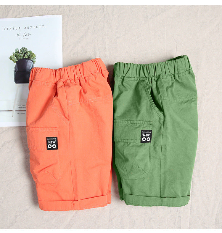 Solid Color Boy's Thin Loose Cropped Cargo Trousers from Eternal Gleams