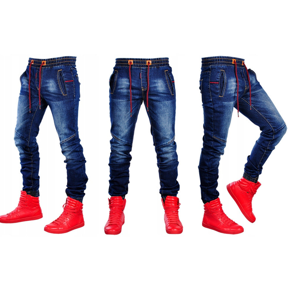 Men's jeans new elastic elastic waist casual blue trousers from Eternal Gleams