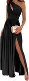 Goddess Glamour: One Shoulder High Split Cocktail Maxi Dress from Eternal Gleams