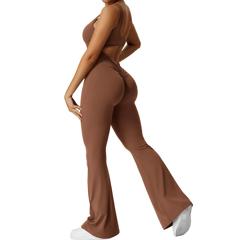 Sexy backless slim fit hip raise yoga jumpsuit in Various colors from Eternal Gleams