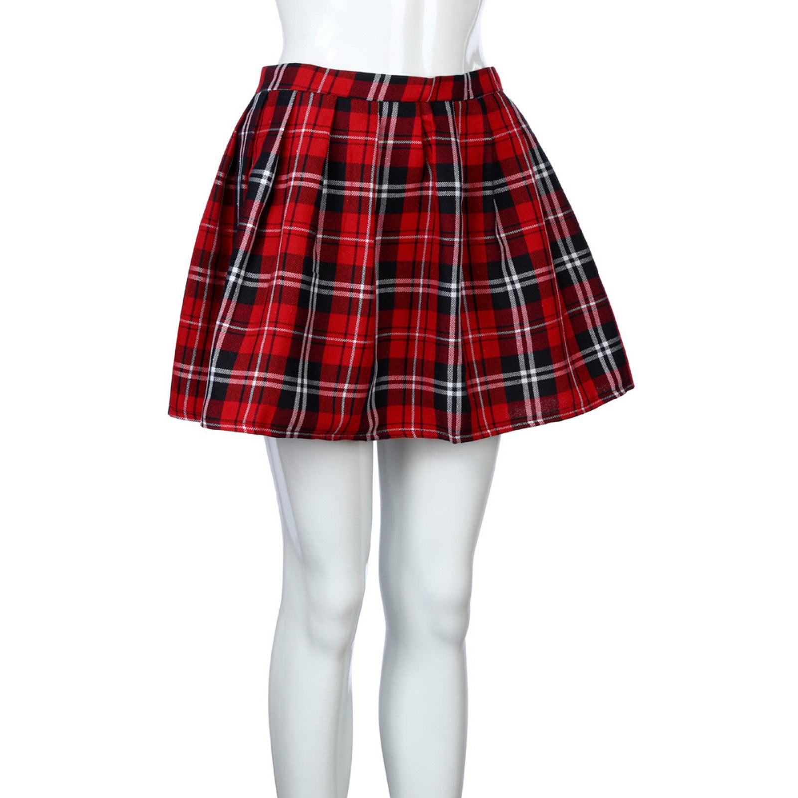 Fashion Women's Plaid Mid-waist Pleated Skirt from Eternal Gleams