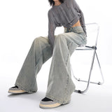 Retro Denim American Style Loose Slimming Mop Wide Leg Pants from Eternal Gleams