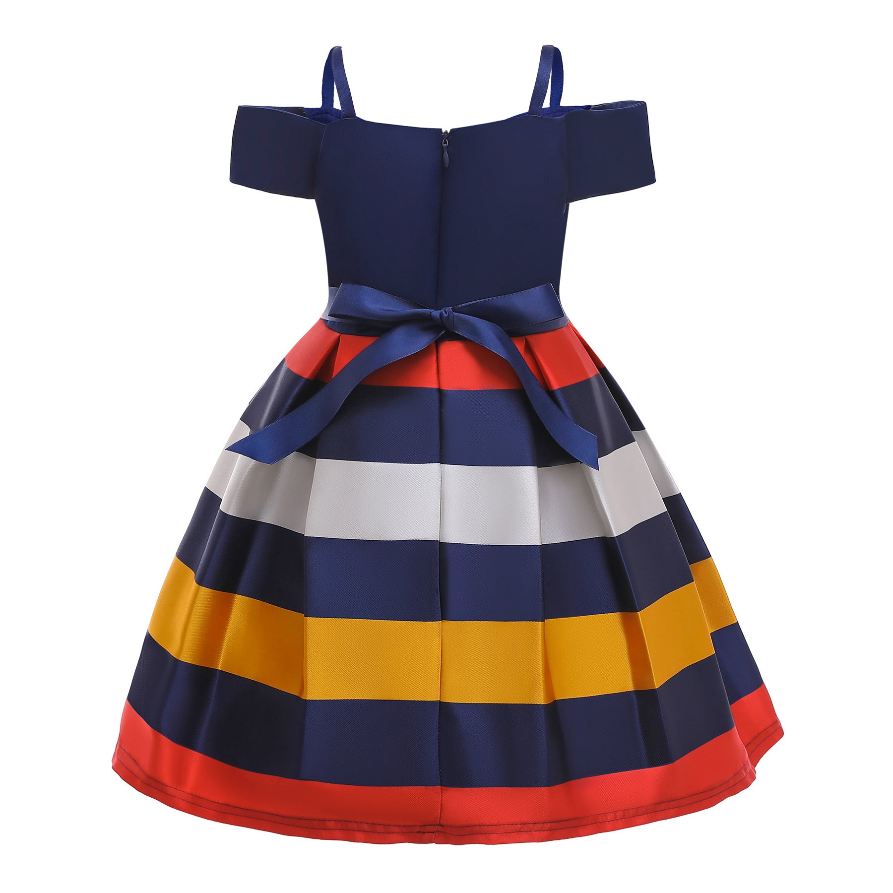 Fashion Sling Dress Children's Strapless Striped Birthday Dress from Eternal Gleams