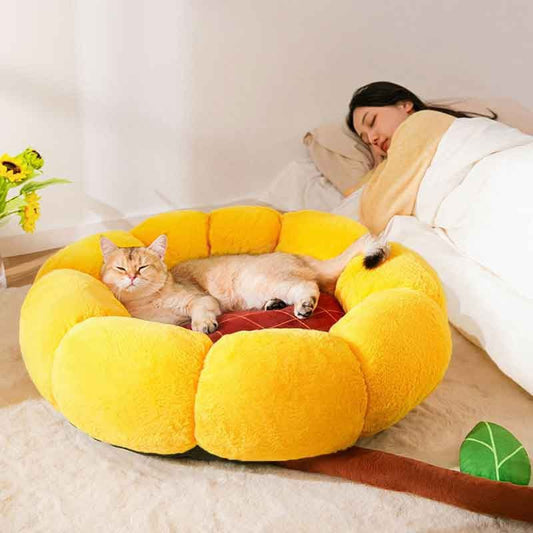 Luxus-Haustierparadies: Sonnenblumen-Katzennestmatte
