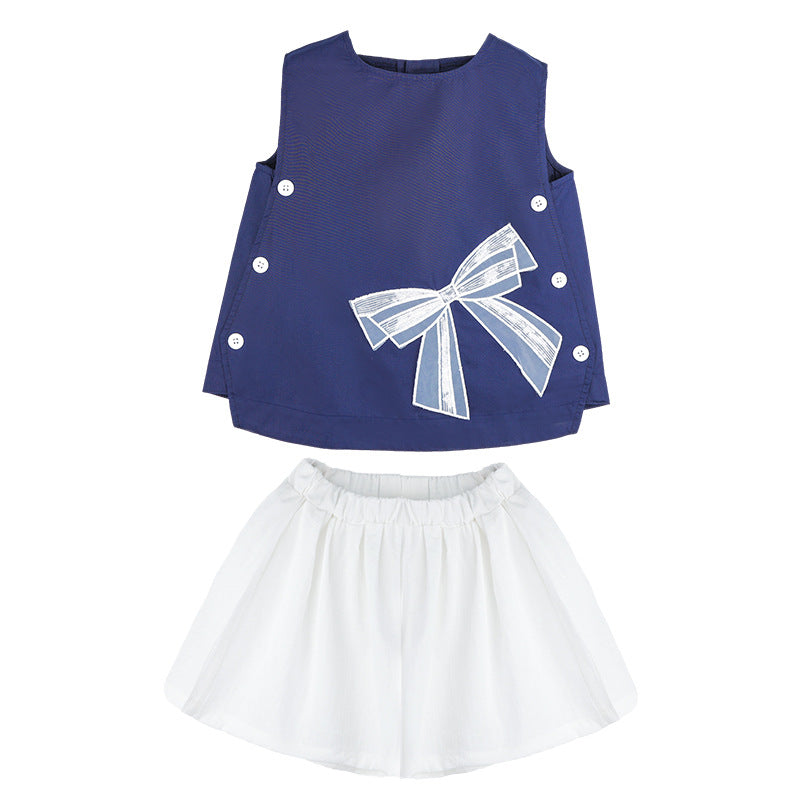 Chic Bow Top & Shorts Set for Girls