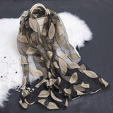 Floral Elegance: Hollow Silk Scarf from Eternal Gleams