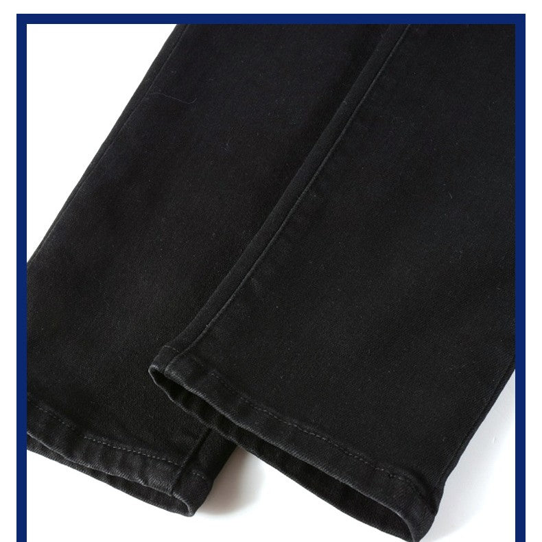 Midnight Style: Men's Black Patch Pleated Jeans from Eternal Gleams