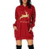 Christmas hot sale printed mid-length pocket hooded long-sleeved sweater from Eternal Gleams