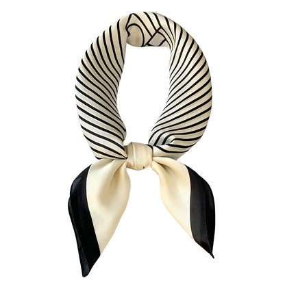 Fashionable Striped Imitation Silk Small Square Scarf - Elegant Accessory for Women