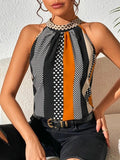 Urban chic polka dot camisole with vibrant geometric prints