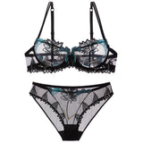 Underwear explosions transparent mesh embroidered bra bra set from Eternal Gleams