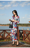 Women's seaside holiday slim dress with geometric prints from Eternal Gleams