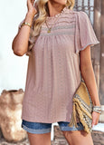 Summer Casual Solid Color Hollow Short Sleeve Round Neck Top from Eternal Gleams