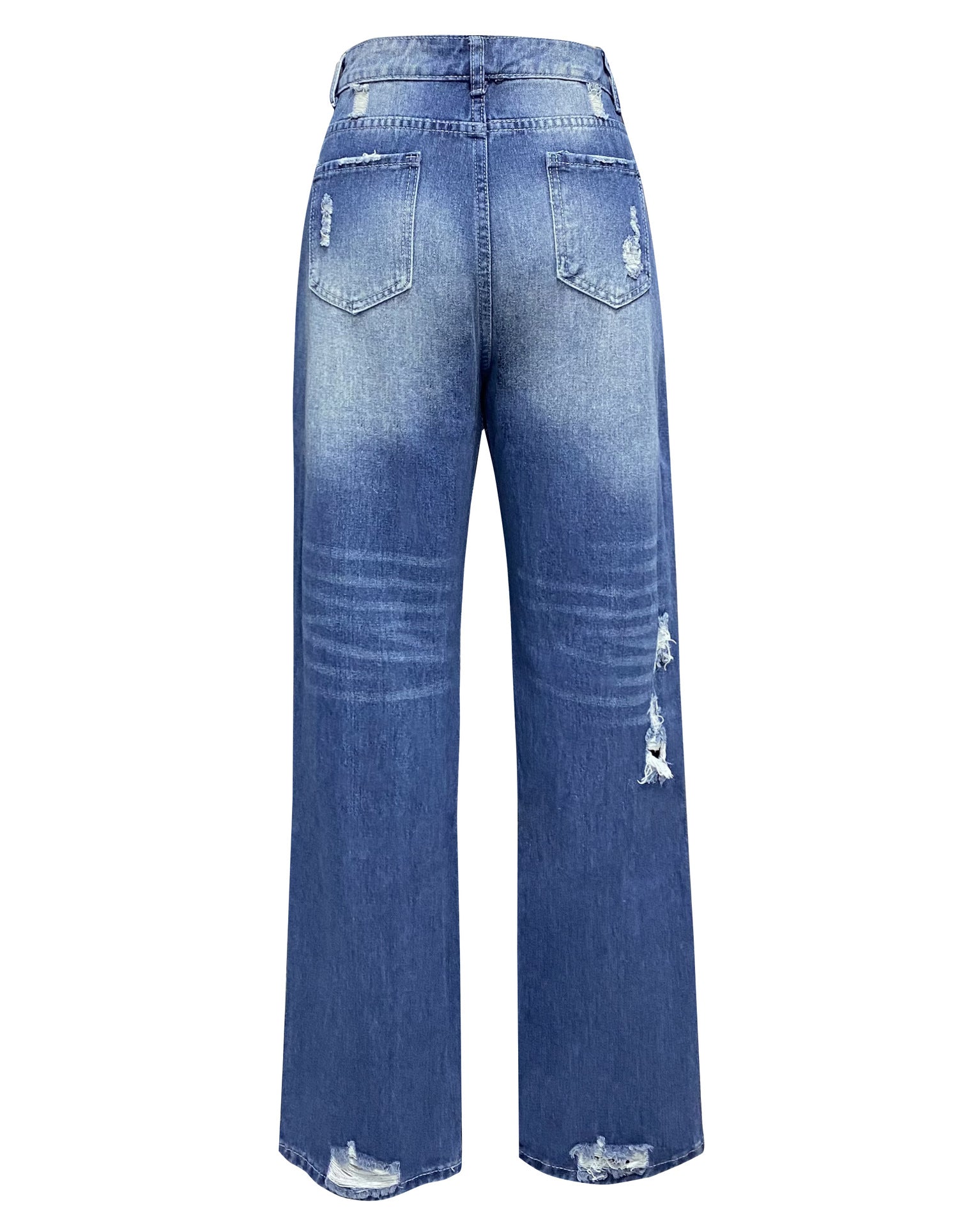 Loose Wide Leg Denim Retro Washed Ripped Trousers from Eternal Gleams