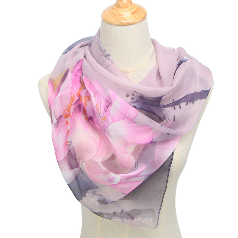 Blossom Breeze: Retro Ethnic Georgette Scarf Shawl from Eternal Gleams