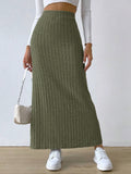 Spring Long Skirt High Waist Side Slit Slim Fit Knitted Women's Dress from Eternal Gleams