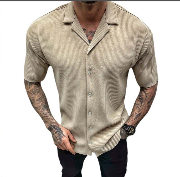 Urban Comfort: Men's Short Sleeve Cardigan from Eternal Gleams