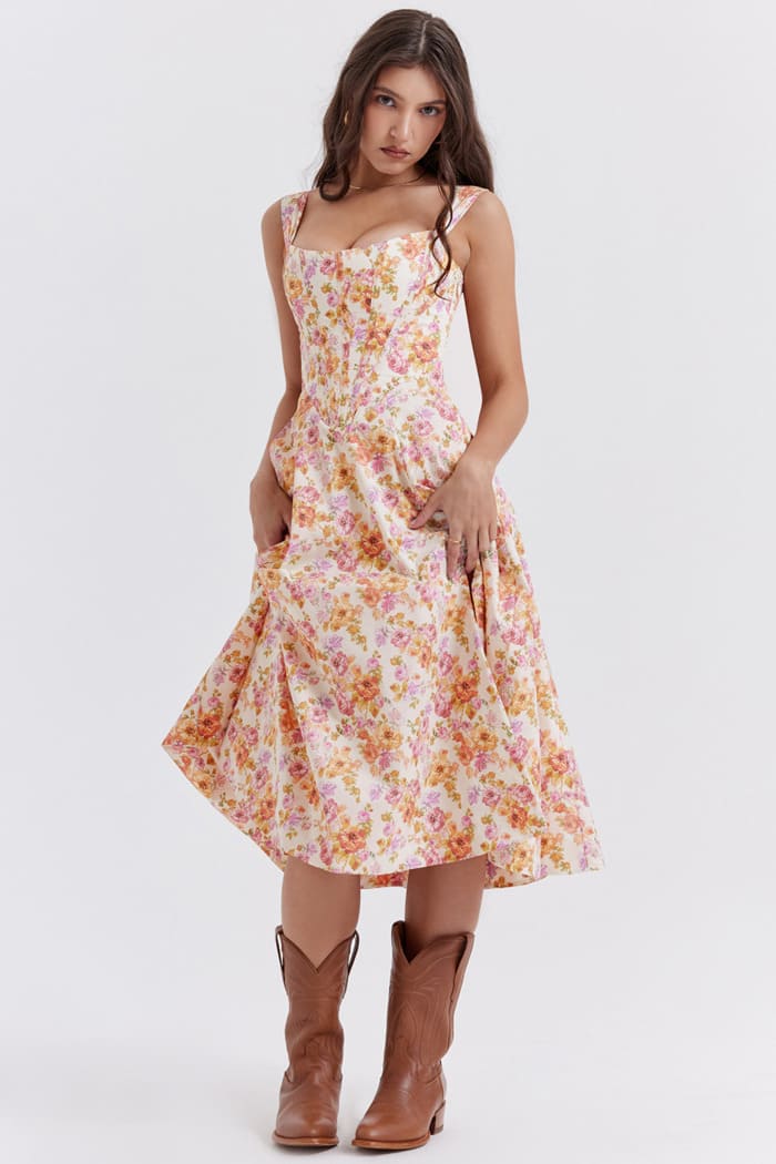 Slimming Waist-Controlled Floral Dress - Sexy Suspenders Split Summer Dress