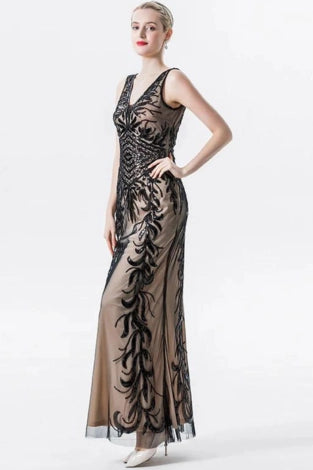 Eternal Gleams Glamourous Sequined Deep V Dress