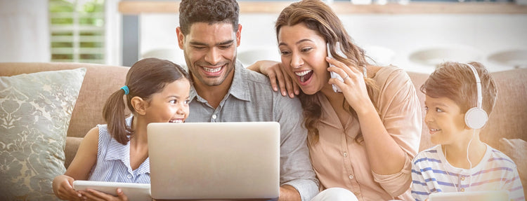 Happy family shopping online from eternal gleams