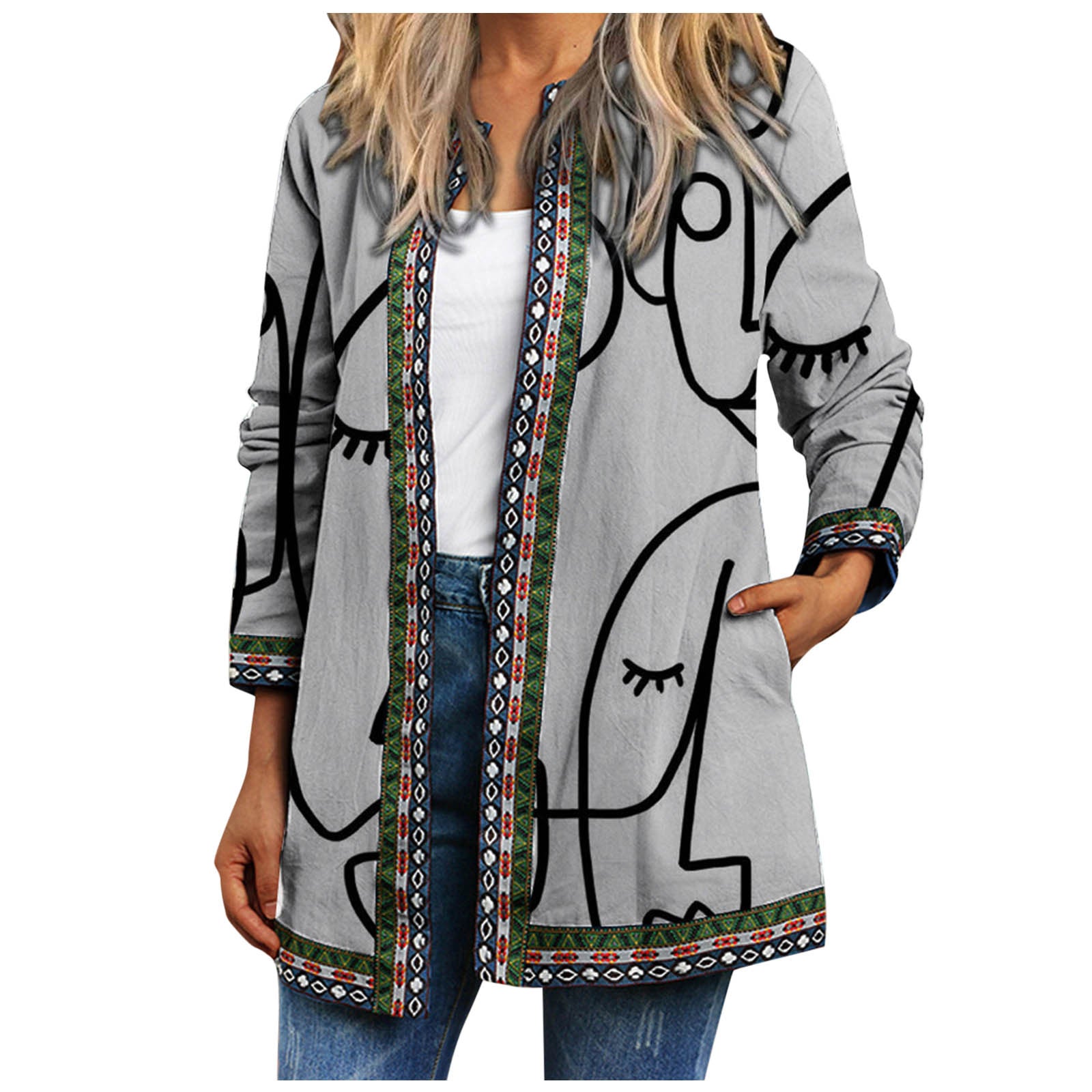 Women's Printed Long-sleeved Coat Cardigan from Eternal Gleams