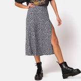 European And American Leopard Print Long Skirt High Waist Slit Hip Skirt from Eternal Gleams