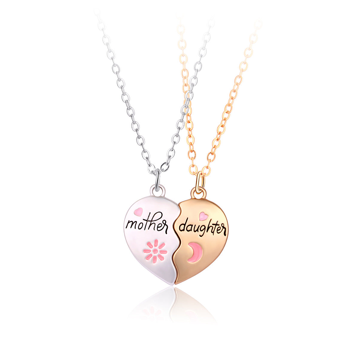 Mother-Daughter Matching Heart Magnetic Pendant Necklace Set from Eternal Gleams