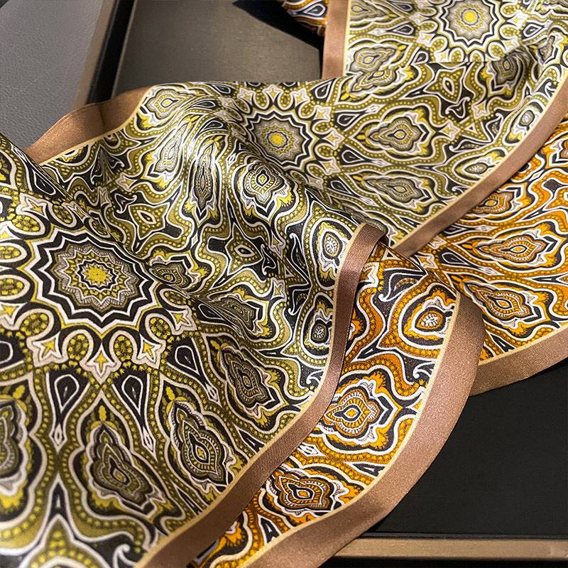 Baroque Elegance: Mulberry Silk Narrow Scarf