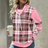 European And American Plaid Printed Long Sleeve Turtleneck Loose Casual Top from Eternal Gleams