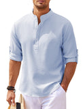 Men's Pineapple Texture Stand Collar Button Shirt in various sizes and colors