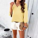 Women's Elegant Lapel Loose Sweater from Eternal Gleams