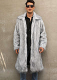 European And American Fall Winter Men Long Imitation Fur Coat Popular Men's Imitation Fox Fur Warm Coat