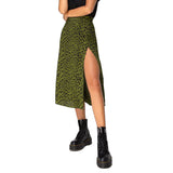 European And American Leopard Print Long Skirt High Waist Slit Hip Skirt from Eternal Gleams