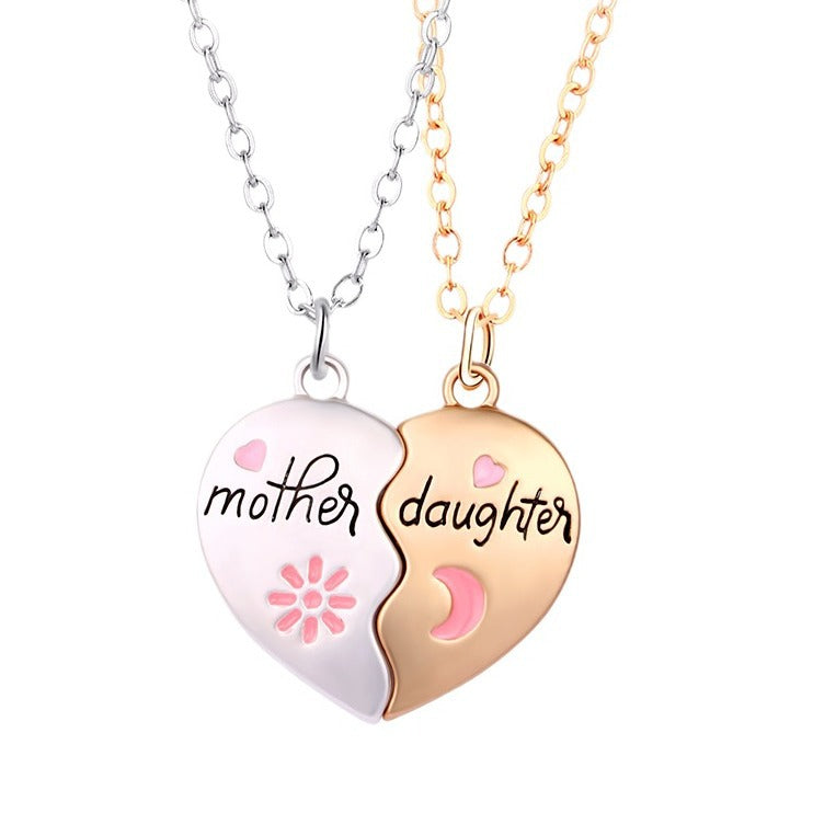 Mother-Daughter Matching Heart Magnetic Pendant Necklace Set from Eternal Gleams