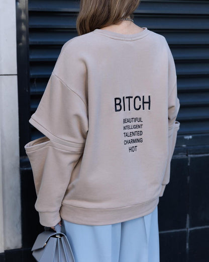 Rundhals-bedrucktes, lockeres Sweatshirt für Damen
