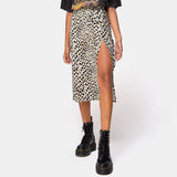 European And American Leopard Print Long Skirt High Waist Slit Hip Skirt from Eternal Gleams