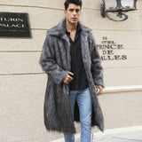 European And American Fall Winter Men Long Imitation Fur Coat Popular Men's Imitation Fox Fur Warm Coat